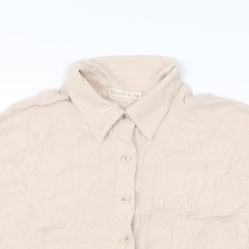 Bassika Womens Pink Viscose Basic Button-Up Size M Collared