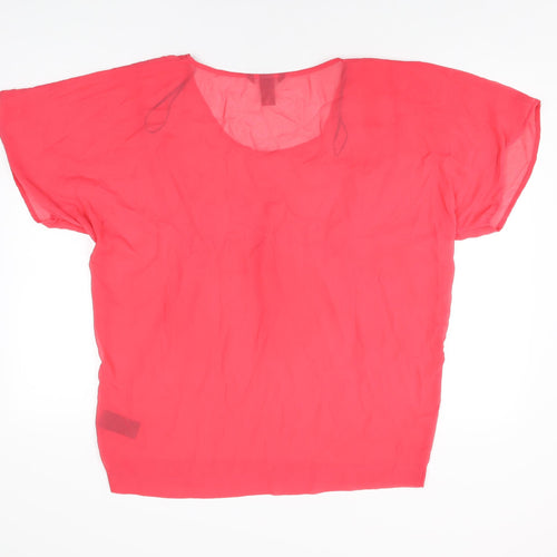 H&M Womens Pink Polyester Basic Blouse Size 8 Round Neck