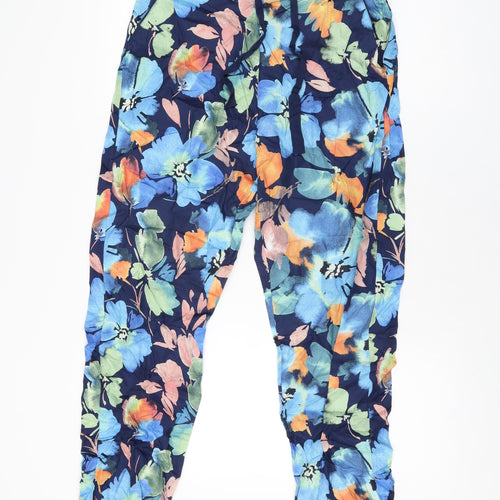 Cyberjammies Womens Blue Floral Cotton Top Pyjama Pants Size 12 Drawstring