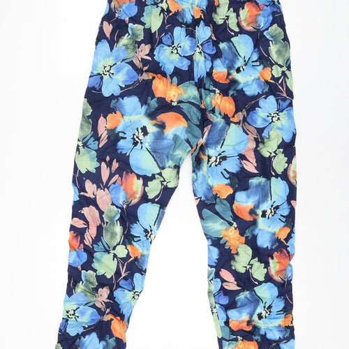 Cyberjammies Womens Blue Floral Cotton Top Pyjama Pants Size 12 Drawstring