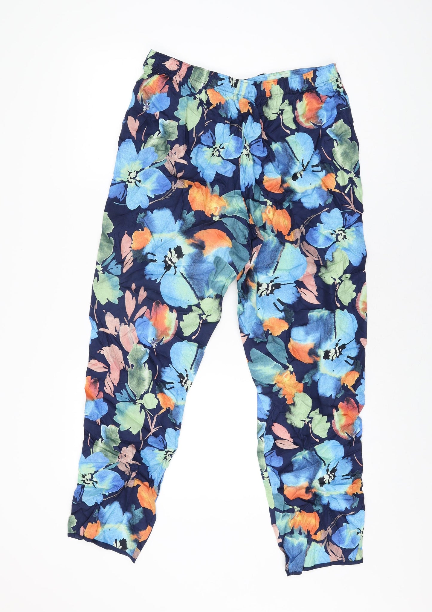 Cyberjammies Womens Blue Floral Cotton Top Pyjama Pants Size 12 Drawstring