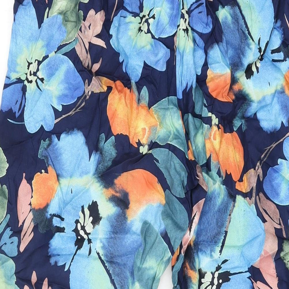 Cyberjammies Womens Blue Floral Cotton Top Pyjama Pants Size 12 Drawstring