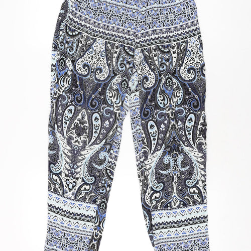 Saint Tropez Womens Blue Geometric Polyester Trousers Size S L30 in Regular