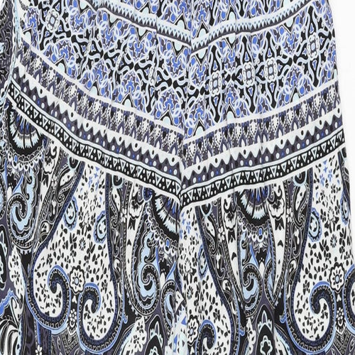 Saint Tropez Womens Blue Geometric Polyester Trousers Size S L30 in Regular
