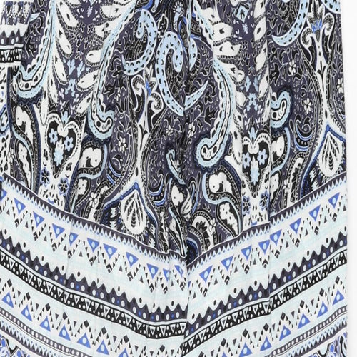 Saint Tropez Womens Blue Geometric Polyester Trousers Size S L30 in Regular
