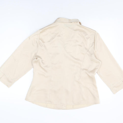 Alex & Co Womens Ivory Polyester Basic Button-Up Size 14 Collared