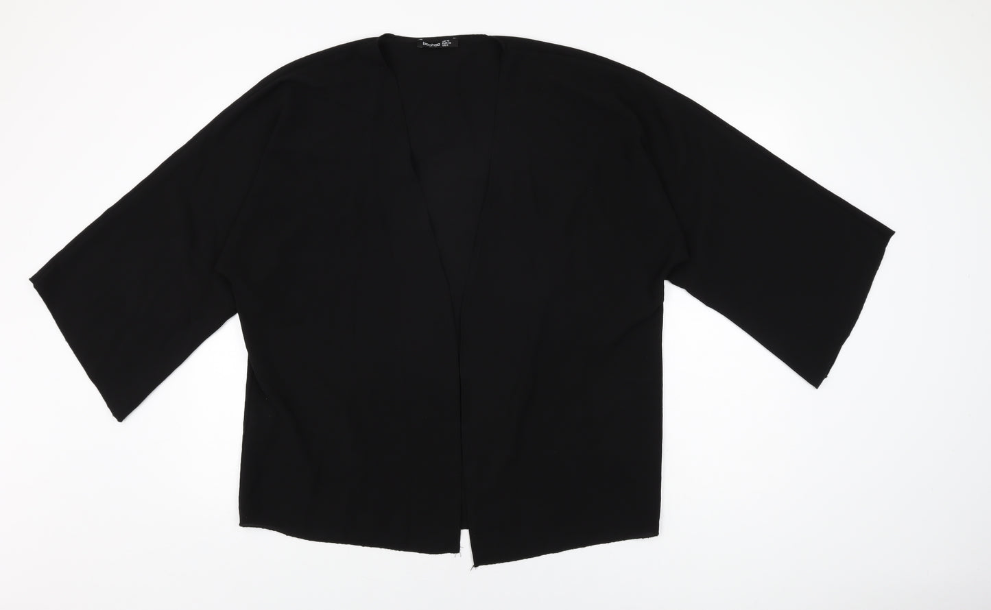 Boohoo Womens Black Polyester Kimono T-Shirt Size 10 V-Neck
