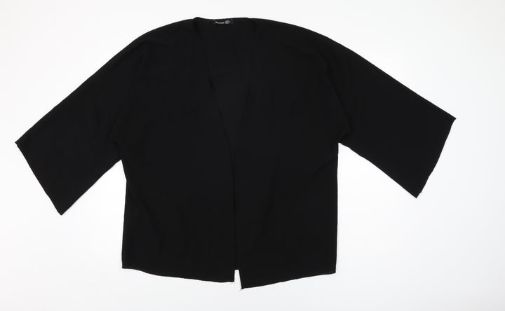 Boohoo Womens Black Polyester Kimono T-Shirt Size 10 V-Neck