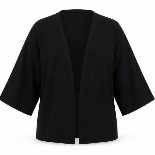 Boohoo Womens Black Polyester Kimono T-Shirt Size 10 V-Neck