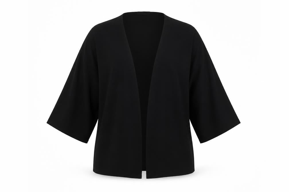 Boohoo Womens Black Polyester Kimono T-Shirt Size 10 V-Neck