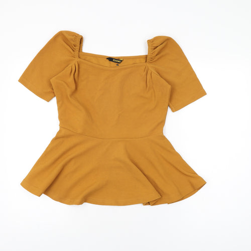 Zuvino Womens Yellow Polyester Basic T-Shirt Size M Square Neck