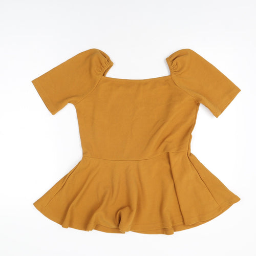 Zuvino Womens Yellow Polyester Basic T-Shirt Size M Square Neck