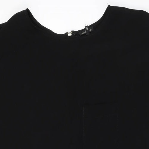 River Island Womens Black Polyester Shift Size 8 Round Neck Zip