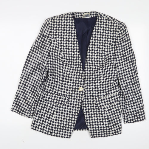 Eastex Womens Blue Herringbone Jacket Blazer Size 10 Button