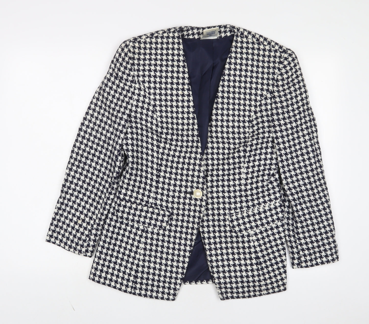 Eastex Womens Blue Herringbone Jacket Blazer Size 10 Button