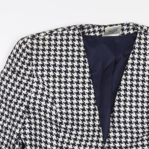 Eastex Womens Blue Herringbone Jacket Blazer Size 10 Button