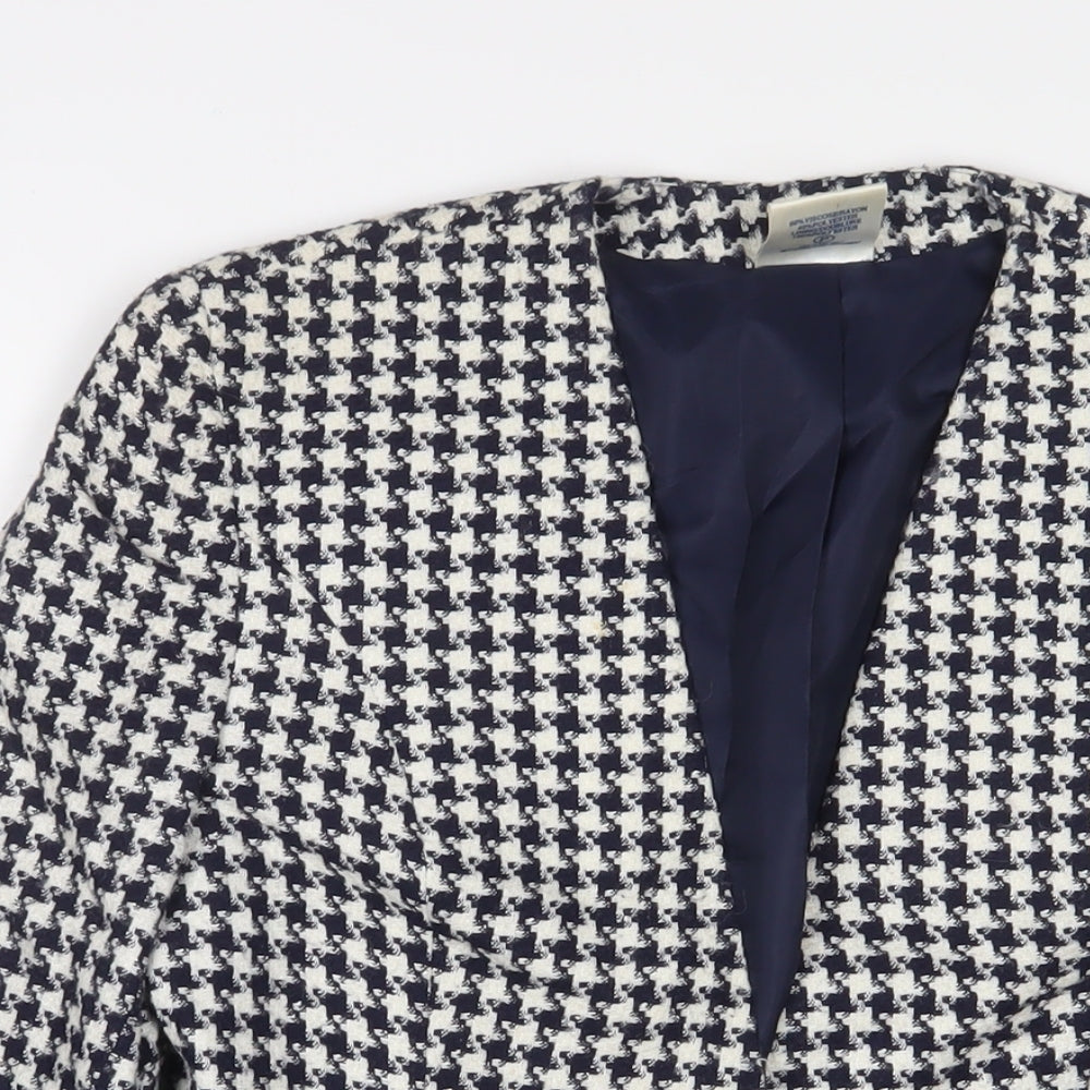 Eastex Womens Blue Herringbone Jacket Blazer Size 10 Button
