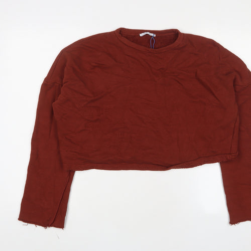 Zara Womens Brown Cotton Pullover Sweatshirt Size L Pullover
