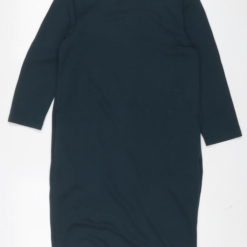 Uniqlo Womens Green Polyester Sheath Size S Boat Neck Zip