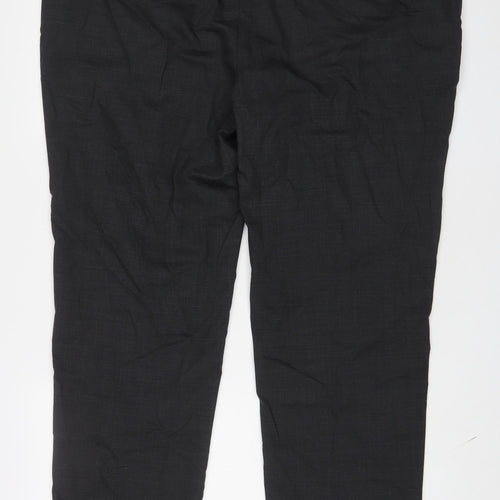Marks and Spencer Mens Grey Wool Trousers Size 46 in L31 in Regular Hook & Eye