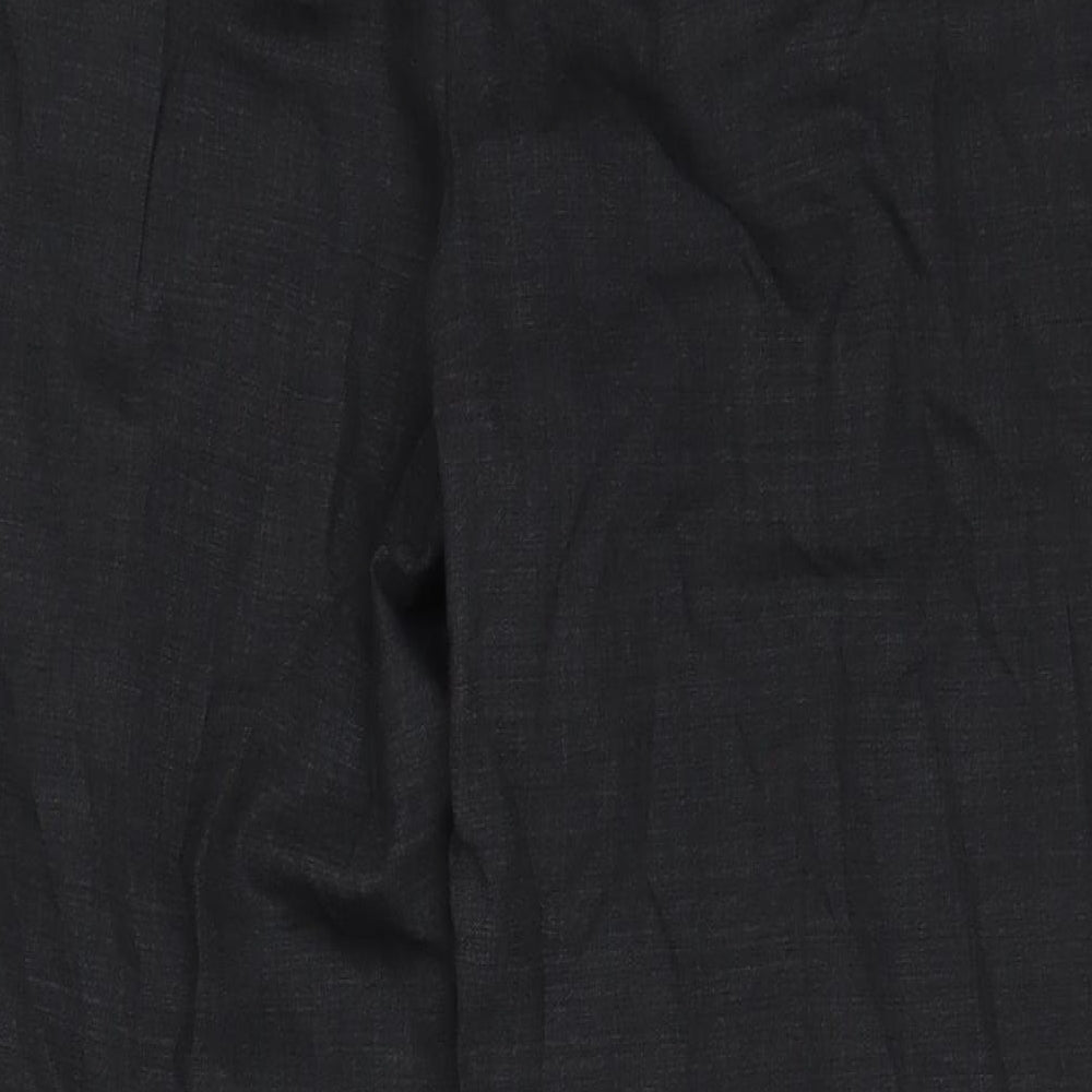 Marks and Spencer Mens Grey Wool Trousers Size 46 in L31 in Regular Hook & Eye
