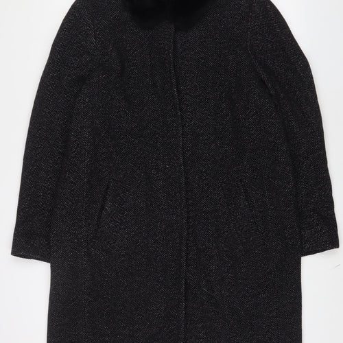 Jigsaw Womens Grey Overcoat Coat Size 14 Button
