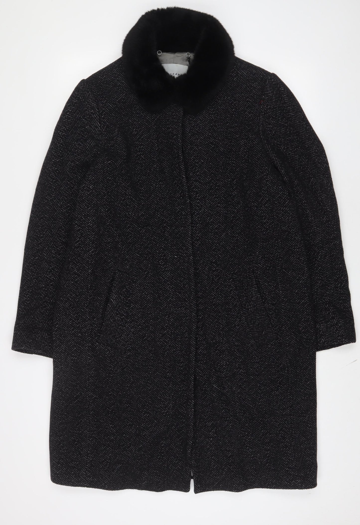 Jigsaw Womens Grey Overcoat Coat Size 14 Button