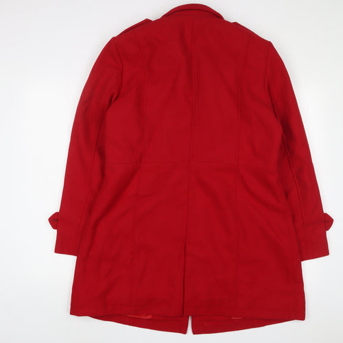 The Wool Makers Womens Red Overcoat Coat Size L Button