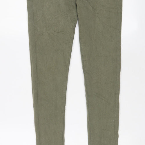 Marks and Spencer Womens Green Cotton Skinny Jeans Size 8 L29 in Regular Zip