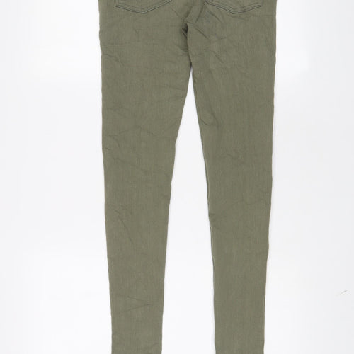 Marks and Spencer Womens Green Cotton Skinny Jeans Size 8 L29 in Regular Zip