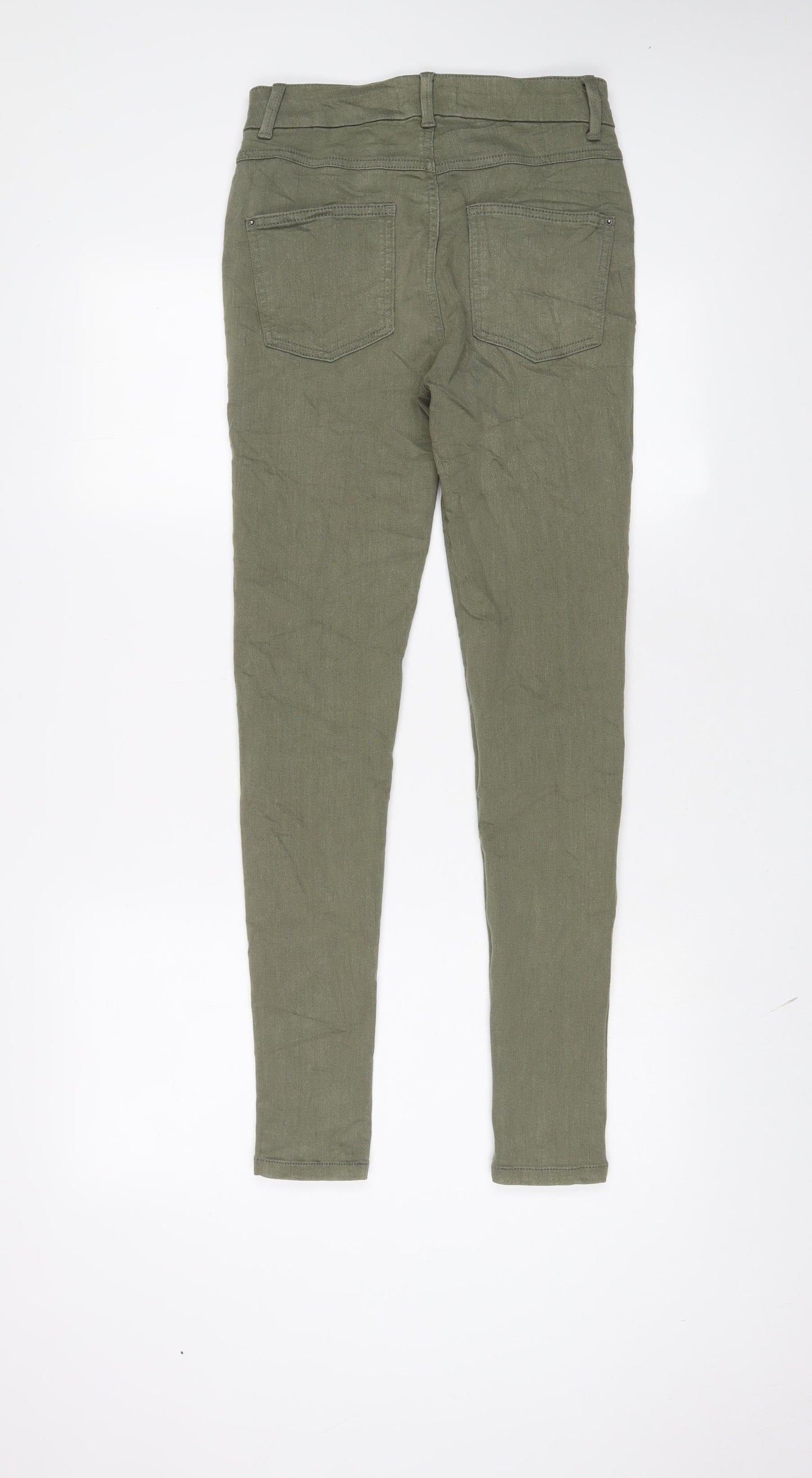 Marks and Spencer Womens Green Cotton Skinny Jeans Size 8 L29 in Regular Zip
