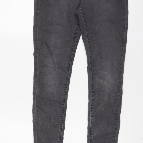 Marks and Spencer Womens Grey Cotton Skinny Jeans Size 8 L29 in Regular Zip
