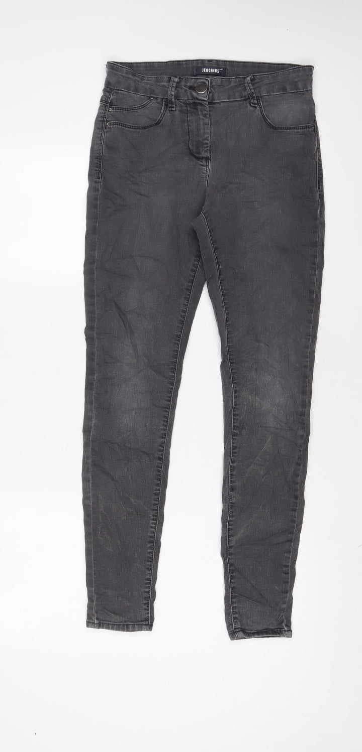 Marks and Spencer Womens Grey Cotton Skinny Jeans Size 8 L29 in Regular Zip
