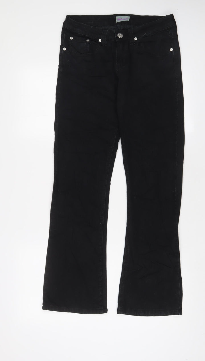 Hot Miami Styles Womens Black Cotton Bootcut Jeans Size 8 L30 in Regular Zip