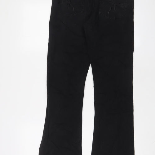 Hot Miami Styles Womens Black Cotton Bootcut Jeans Size 8 L30 in Regular Zip