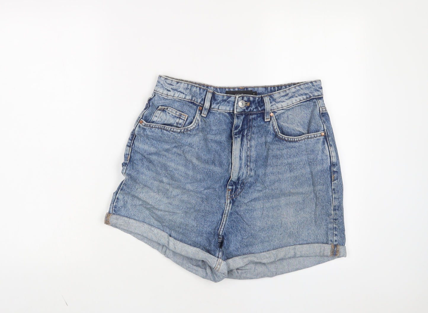 NEXT Womens Blue Cotton Boyfriend Shorts Size 10 L3 in Regular Zip