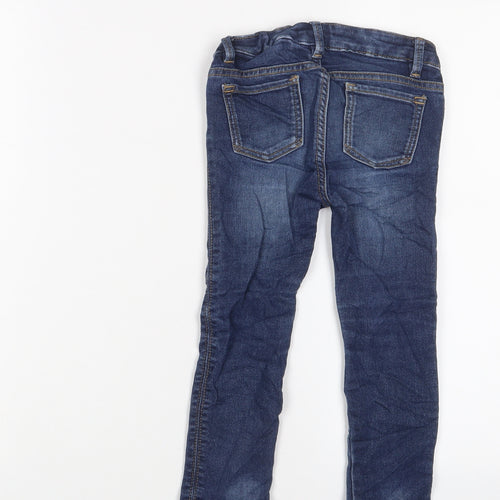 Gap Girls Blue Cotton Skinny Jeans Size 4 Years Regular Zip