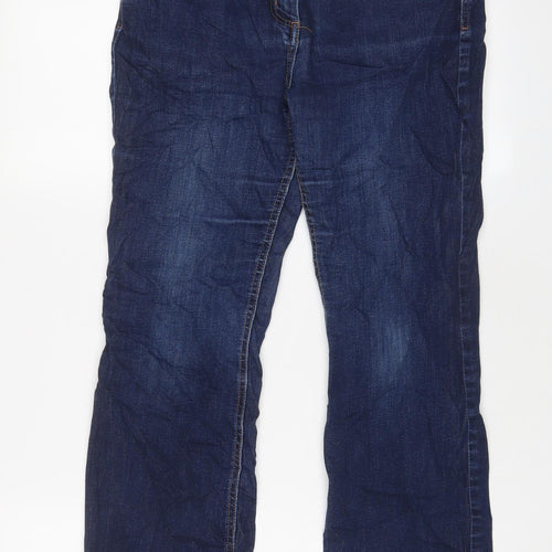 Marks and Spencer Womens Blue Cotton Bootcut Jeans Size 12 L25 in Regular Zip