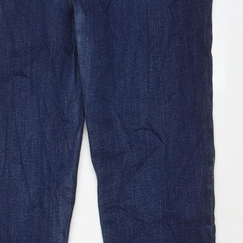 Marks and Spencer Womens Blue Cotton Bootcut Jeans Size 12 L25 in Regular Zip
