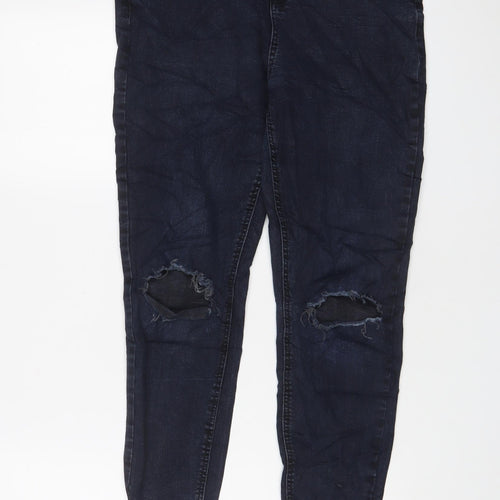 New Look Womens Blue Cotton Skinny Jeans Size 16 L26 in Regular Zip