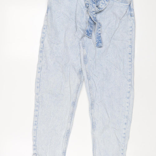In the Style Womens Blue Cotton Straight Jeans Size 8 L25 in Regular Zip - Belted