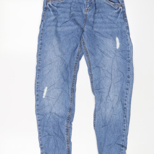 TU Girls Blue Cotton Tapered Jeans Size 11 Years L23 in Regular Zip