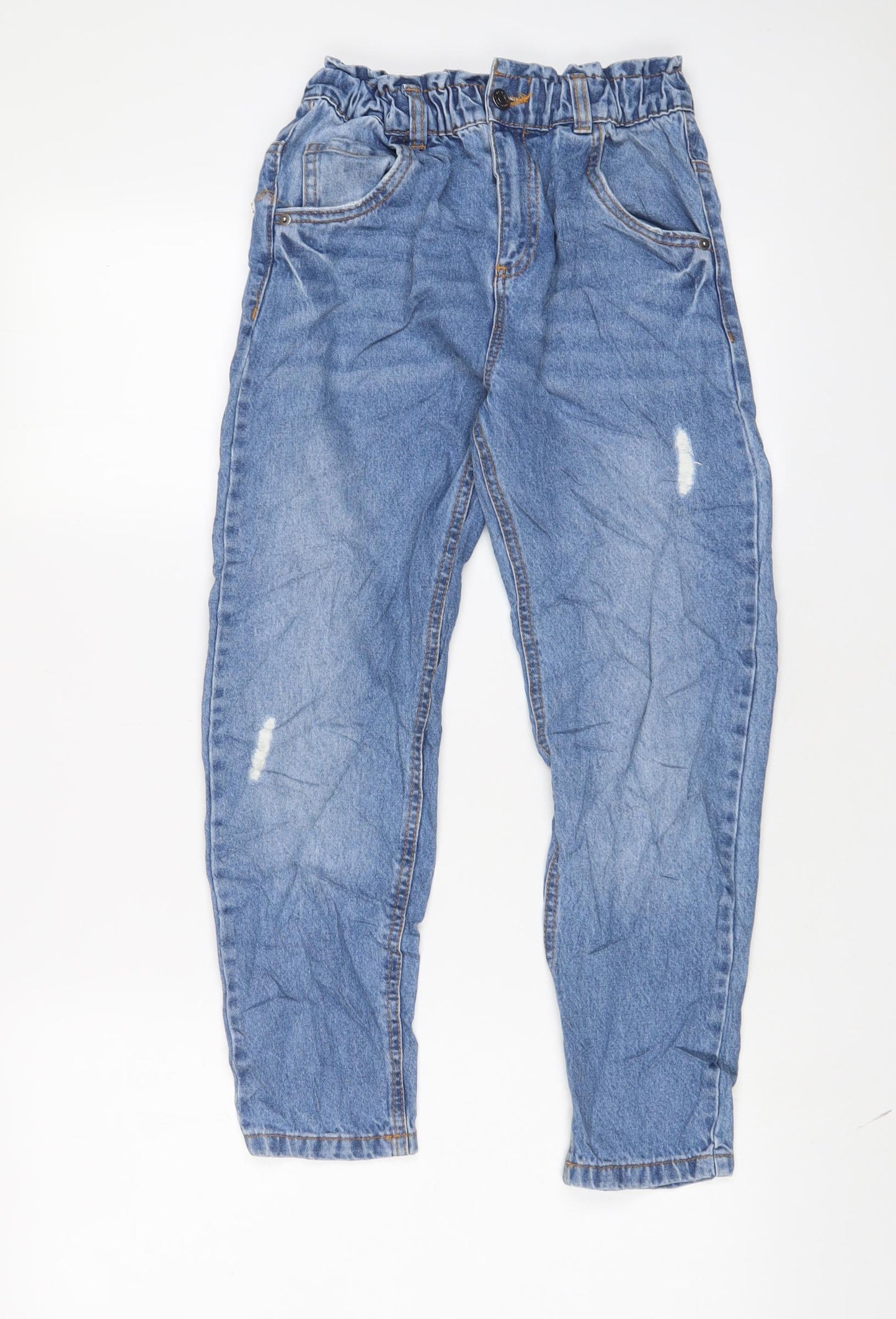 TU Girls Blue Cotton Tapered Jeans Size 11 Years L23 in Regular Zip