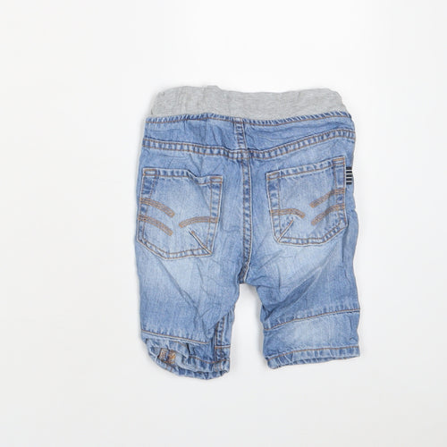 Polarn O. Pyret Boys Blue Cotton Cropped Trousers Size 12-18 Months Snap