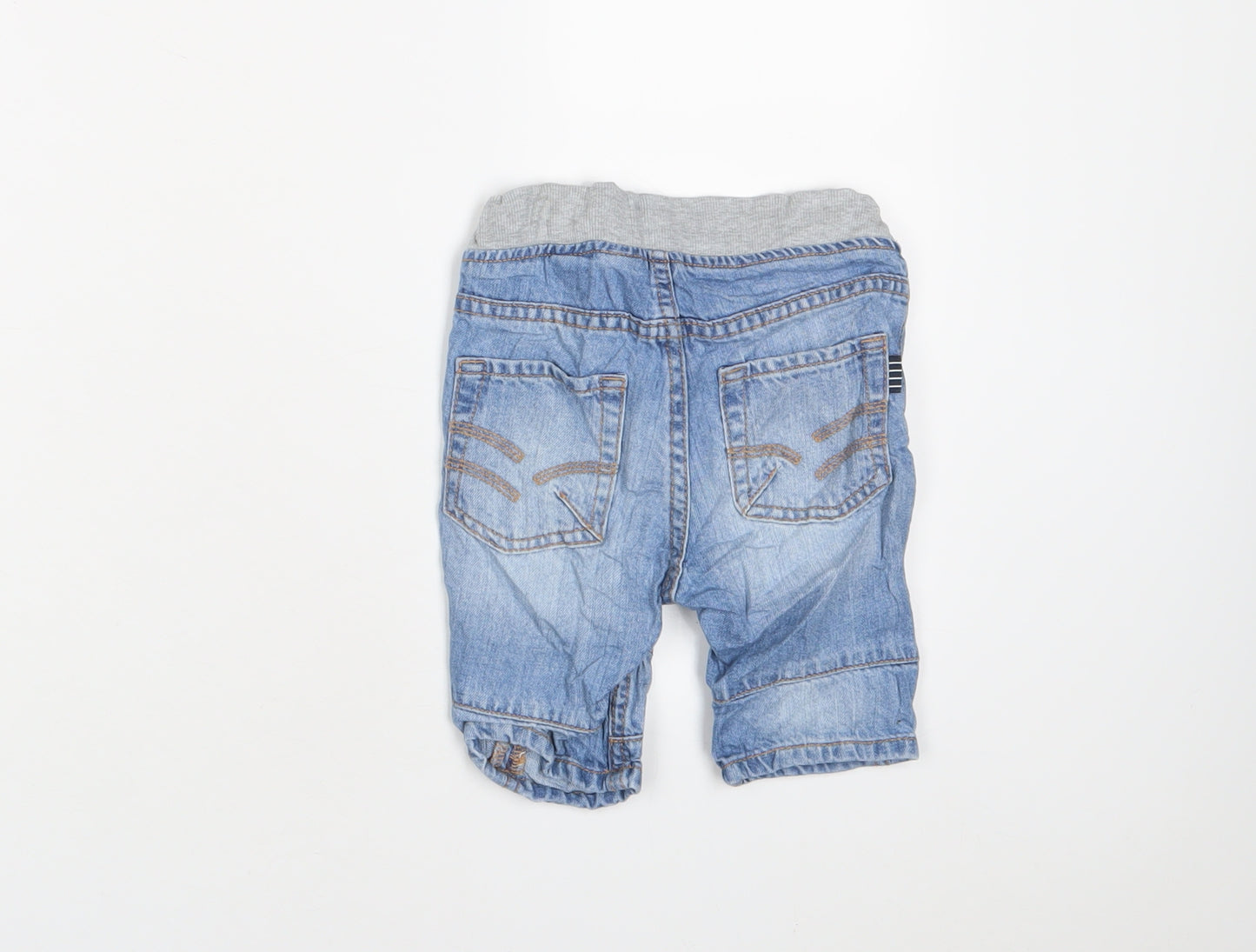 Polarn O. Pyret Boys Blue Cotton Cropped Trousers Size 12-18 Months Snap