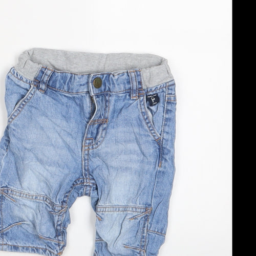 Polarn O. Pyret Boys Blue Cotton Cropped Trousers Size 12-18 Months Snap