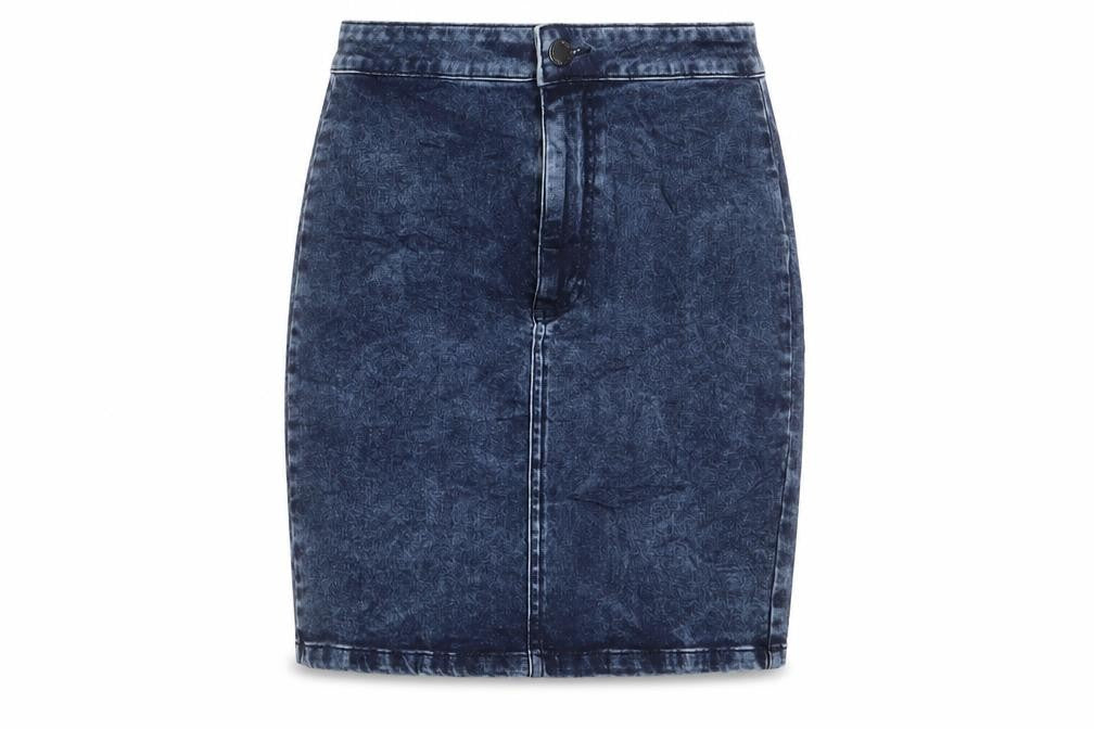 Miss Selfridge Womens Blue Cotton A-Line Skirt Size 12 Zip