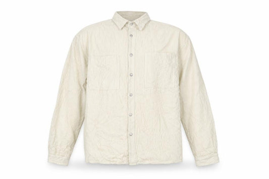 Front view of Zara men’s ivory cotton button-up, size M, collared button