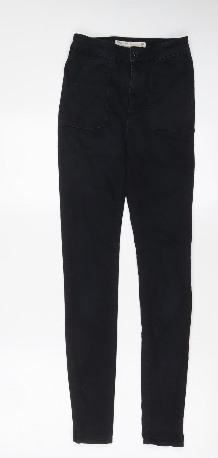 ASOS Womens Black Cotton Skinny Jeans Size 6 L30 in Regular Zip