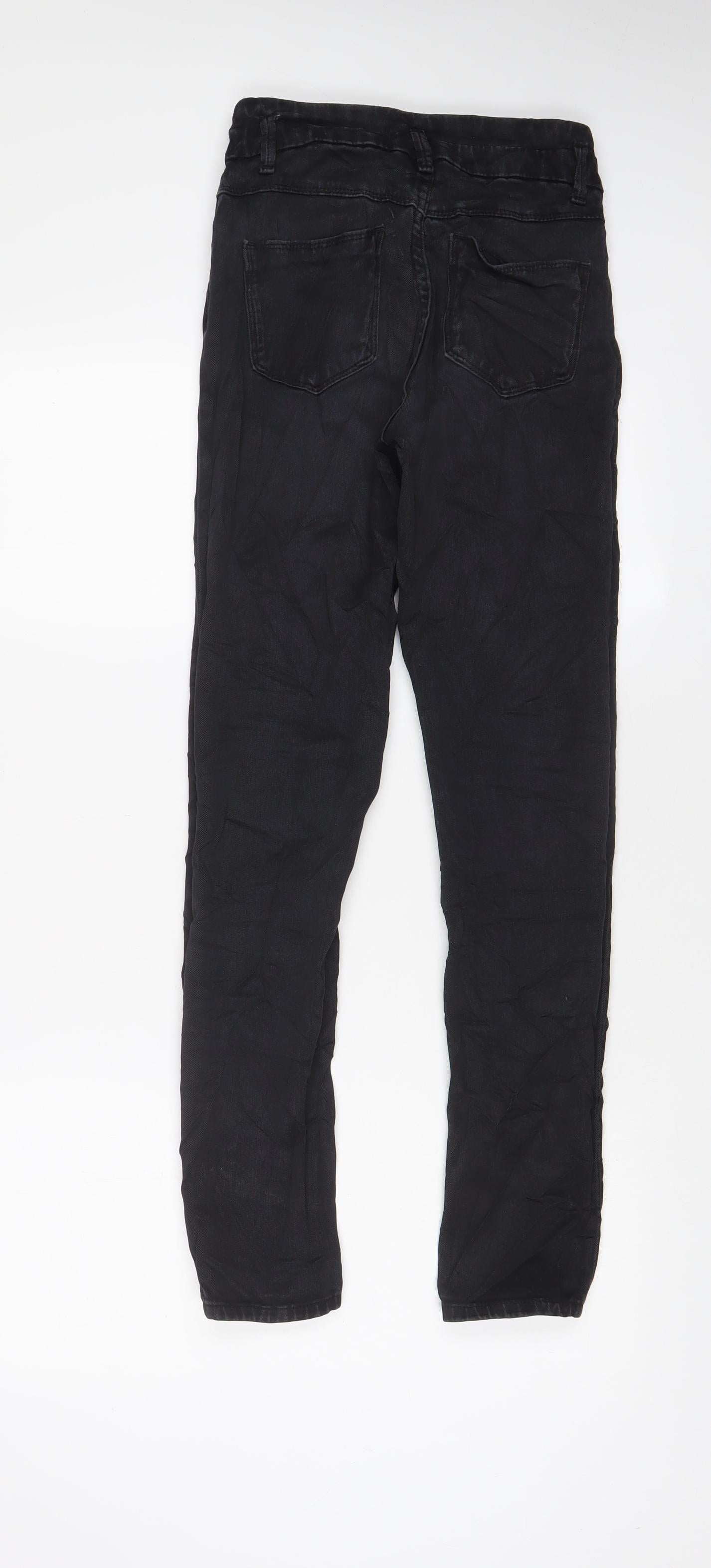Topshop Womens Black Cotton Skinny Jeans Size 25 in L30 in Regular Zip